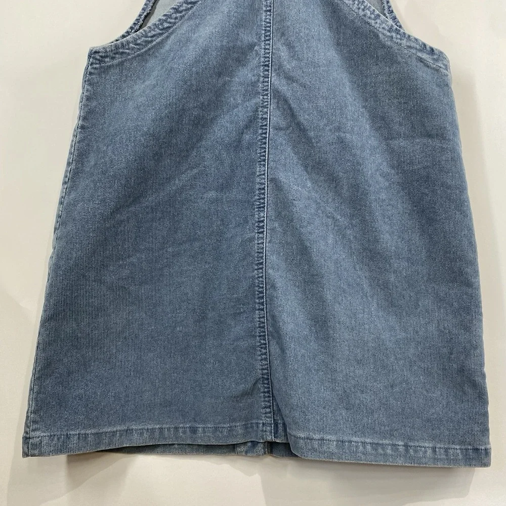 American Eagle Womens Corduroy Skirt Overalls Size M Blue Button Front Pockets